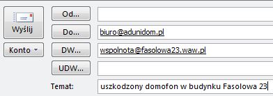 uzupełnienie pola DW/CC w wiadomości e-mail